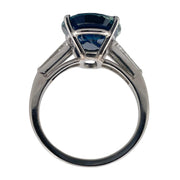 Platinum Elegance Sapphire Ring with Tapered Baguette Diamonds