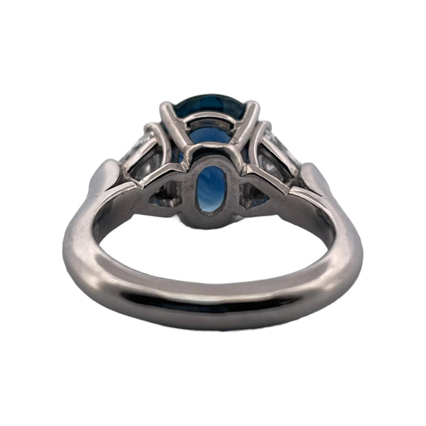 Sophisticated Cylon Sapphire and Natural Diamond Platinum Ring