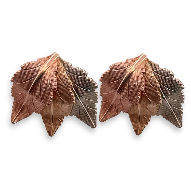 Nature-Inspired 3.49g Leaf Earrings in Textured Rose Gold