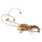 Lustrous Flex Ruby & Natural Diamond Lobster Brooch in 14K Yellow Gold