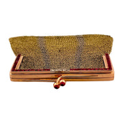 Art Deco-Inspired Two-Tone 18K Gold Purse with Diamonds and French Cut Rubies