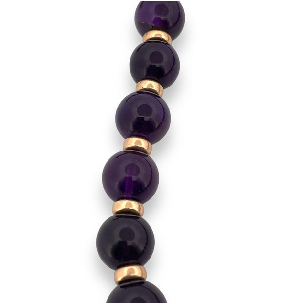 Elegant 14K Yellow Gold Necklace with Amethyst Beads & Spacers