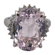 Platinum Natural Kunzite Diamond Ring - 0.48 Total Carat Weight
