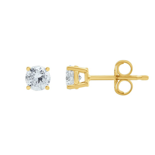 Sparkling 18K White/Yellow Gold 1.50TCW Natural Diamond Stud Earrings