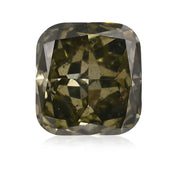 0.72 CARAT CUSHION BRILLIANT GIA CERTIFIED FANCY DARK BROWN-GREENISH YELLOW DIAMOND
