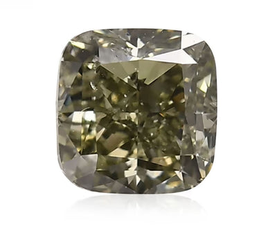 2.02 CARAT CUSHION BRILLIANT GIA CERTIFIED FANCY GREENISH YELLOW-GRAY VS1 CLARITY DIAMOND
