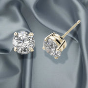 Sparkling 18K White/Yellow Gold 1.50TCW Natural Diamond Stud Earrings