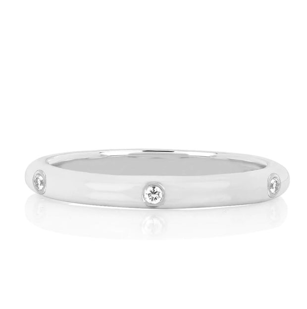 Stackable Enamel Diamond Band In 18K White Gold Pre Order Yours Today!!