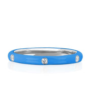 Stackable Enamel Natural Diamond Band In 18K White Gold Pre Order Yours Today!!