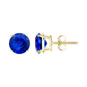 2.20 to 2.30 Ct Classic Gemstone Sapphire Stud Earrings - 14K Yellow Gold