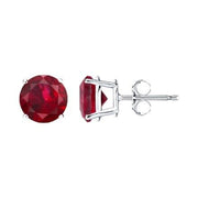 1.00 to 1.05 Carat Classic Gemstone Ruby Stud Earrings - 14K Yellow Gold