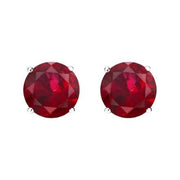 1.00 to 1.05 Carat Classic Gemstone Ruby Stud Earrings - 14K White Gold