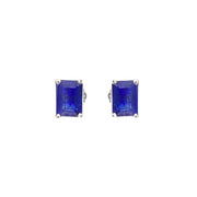 1.65 to 1.70 Ct Emerald Cut Gemstone Sapphire Stud Earrings - 14K White Gold