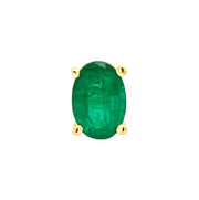 Oval Emerald Gemstone Stud Earrings - 0.70 to 0.80 Ct, 14K Yellow Gold