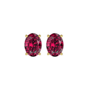 1.1 to 1.20 Ct Oval Gemstone Ruby Stud Earrings - 14K Yellow Gold