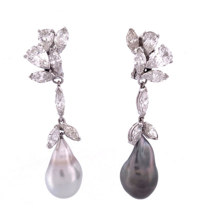 Elegant Platinum Diamond Dangle Earrings