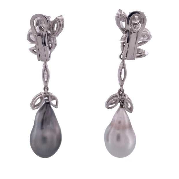 Elegant Platinum Diamond Dangle Earrings