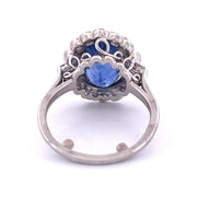 Elegant Platinum Sapphire and Diamond Ring