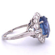 Elegant Platinum Sapphire and Diamond Ring