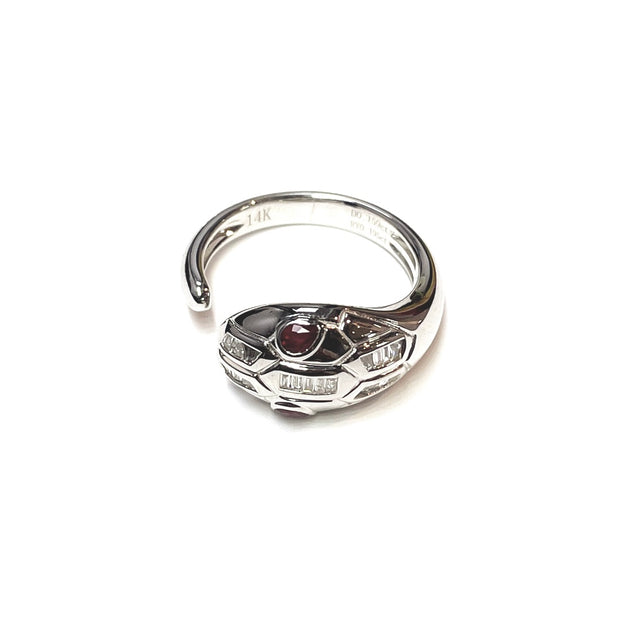 Serpent Ring with 0.35ct Diamonds in 14k White Gold
