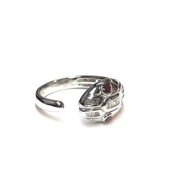 Serpent Ring with 0.35Carat Natural Diamonds in 14k White Gold