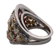 14K White Gold Mosaic of Elegance Multi-Colored Diamond Ring