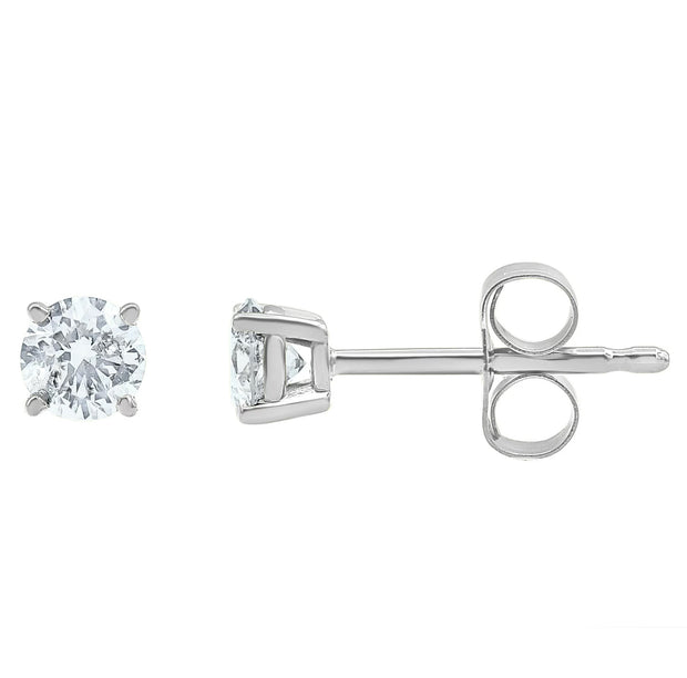 Sparkling 18K White/Yellow Gold 1.50 Total Carat Weight Natural Diamond Stud Earrings