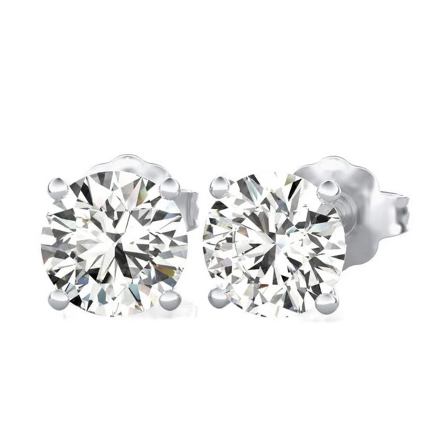 Radiant 18K White/Yellow Gold 2.0Total Carat Weight Natural Diamond Stud Earrings