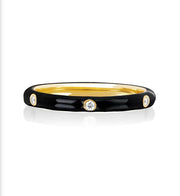 Stackable Enamel Diamond Band In 18K Yellow Gold Pre Order Yours Today!!