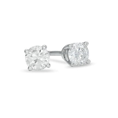 Stunning  3/8 CT. T.W. Diamond Solitaire Stud Earrings in 14K White Gold