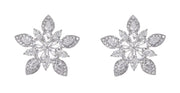 Gorgeous 18K White Gold 2.80 Carat Natural Diamond Cluster Star Stud Earring