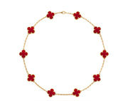 Van Cleef & Arpels Vintage Alhambra Necklace 10 Motifs, 18k Yellow Gold, Carnelian