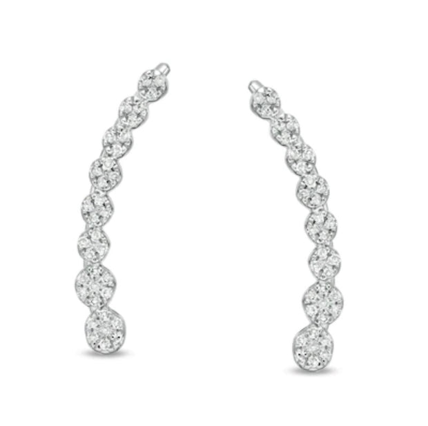 Sparkle with Style in 10K White Gold Natural Diamond Ear Crawler Earring