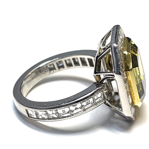 GIA Certified 5.05 Carat Fancy Gray Greenish Yellow VS2 Natural Diamond Platinum Ring