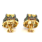 Stunning 18K Yellow Gold Citrine Natural Diamond Earrings