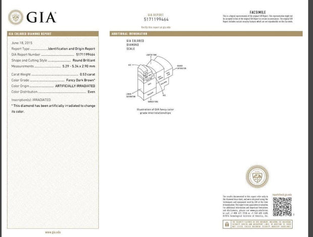 GIA Certified 0.53CT Fancy Dark Brown Round Brilliant Diamond