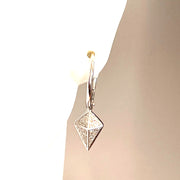 Stunning White Gold Triangle Natural Diamond Drop Earrings