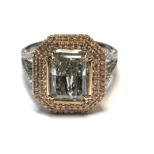 GIA Certified 2.92 Carat Fancy Green SI1 Natural Diamond Ring