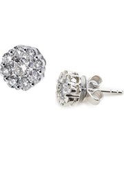 Classic .50 Carat Total Natural Diamond Floral Studs In White Gold
