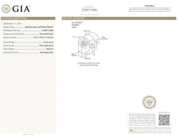 GIA Certified 0.62Carat Round Brilliant Fancy Grey Natural Diamond