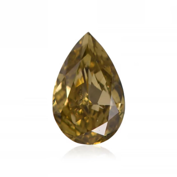 3.01 Carat Pear Brilliant GIA Certified Fancy Dark Brown-Greenish Yellow SI1 Clarity Natural Diamond