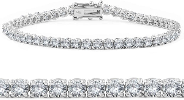 Unleash Glamour with 6.05 Carat Natural Diamond Tennis Bracelet in 14K White Gold